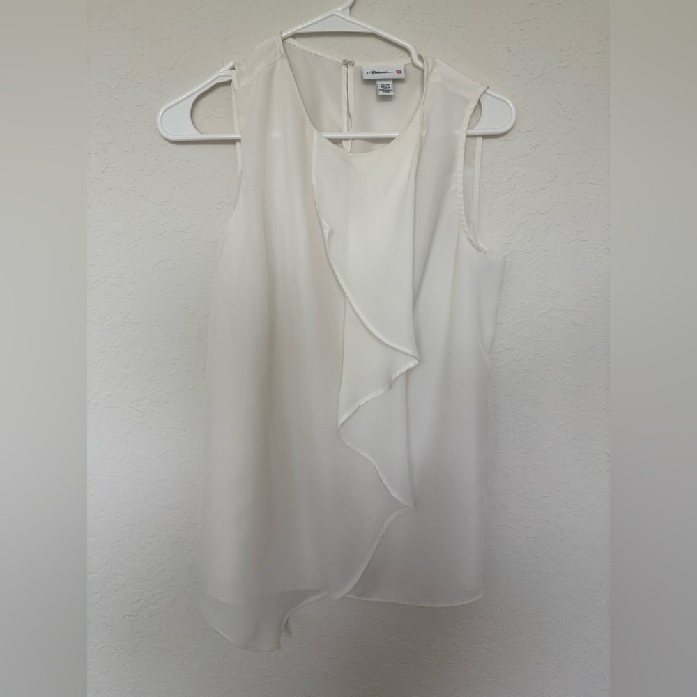 3.1 Phillip Lim Cream/White Ruffle Sleeveless Blouse